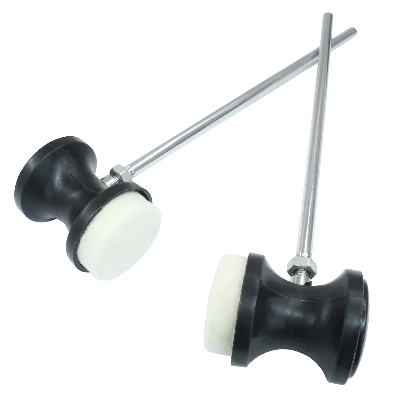 Seimneire 2 Pack Black Double Kick Bass Drum Pedal Beater Mallet