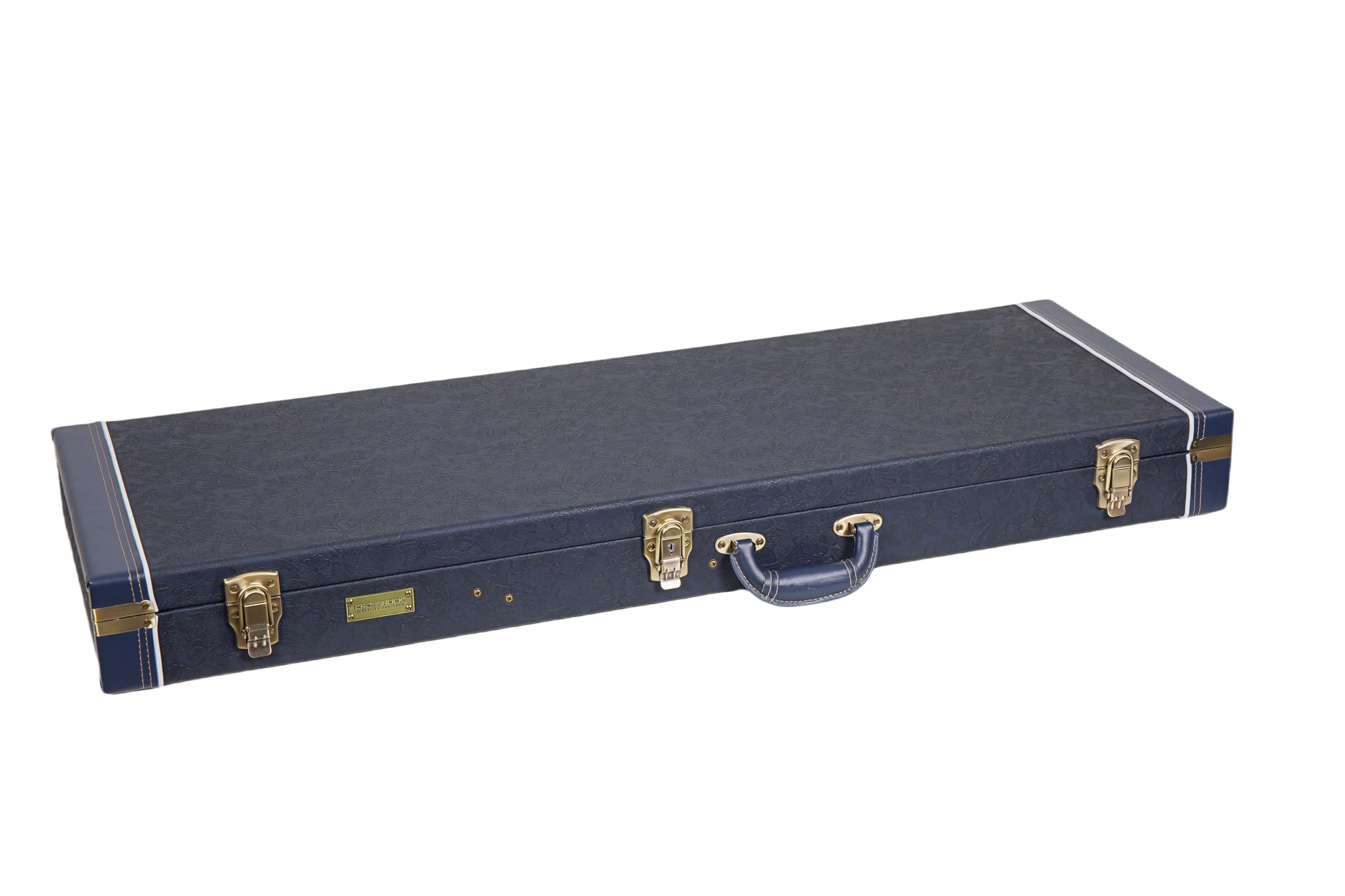 Crossrock Relief Series Electric Guitar Case for Strat & Tele | Carved Ocean Blue Finish, Deep Scarlett Velvet Interior, Lock (CRW630EOB)