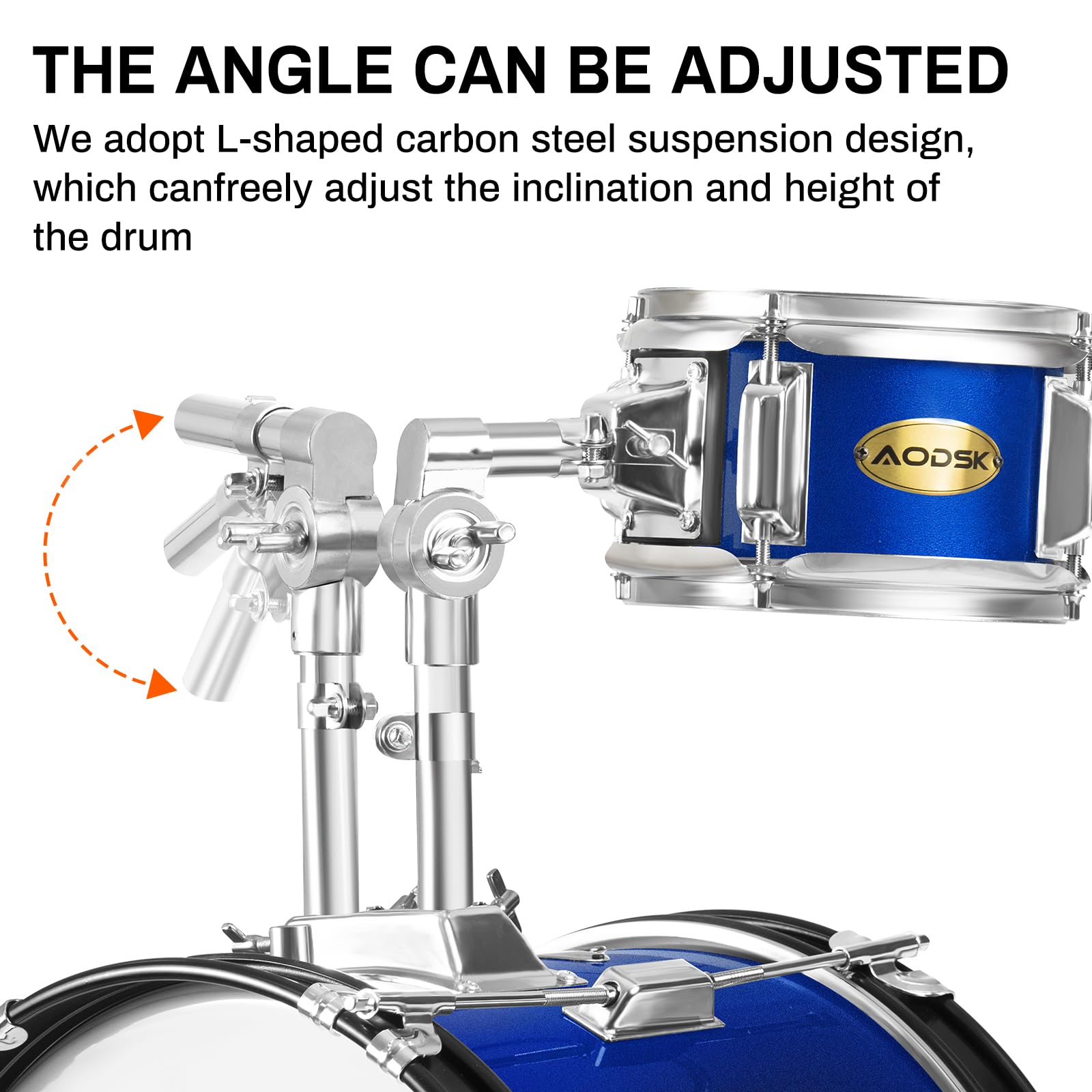 AODSK 5-Piece 14″ Jr. Drum Set, Complete Kit with Throne, Cymbals & Sticks
