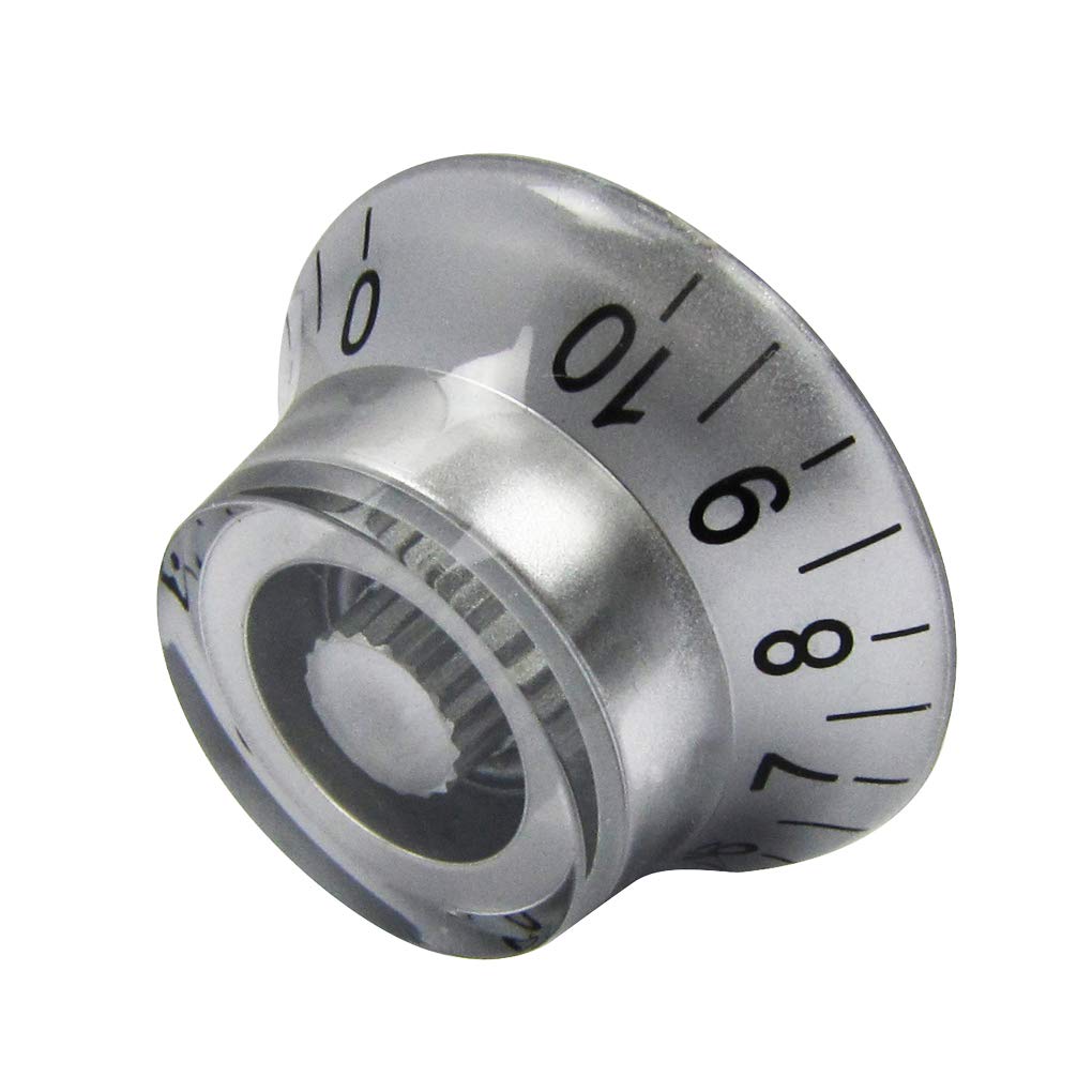 FLEOR 4pcs LP Guitar Top Hat Knobs Silver 18 Splines Bell Knob for LP SG Electric Guitar