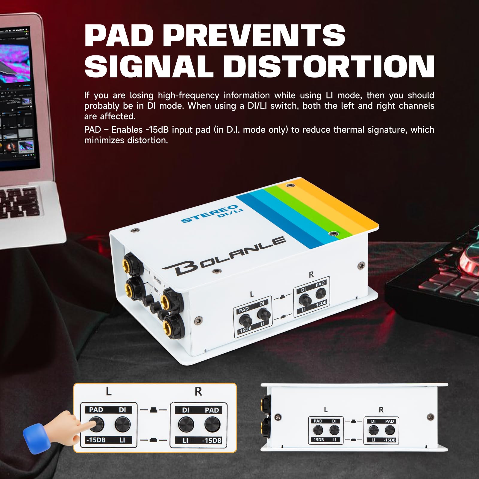 Bolanle Passive DI/LI Stereo Direct Box and Line Isolator, Multi Guitar