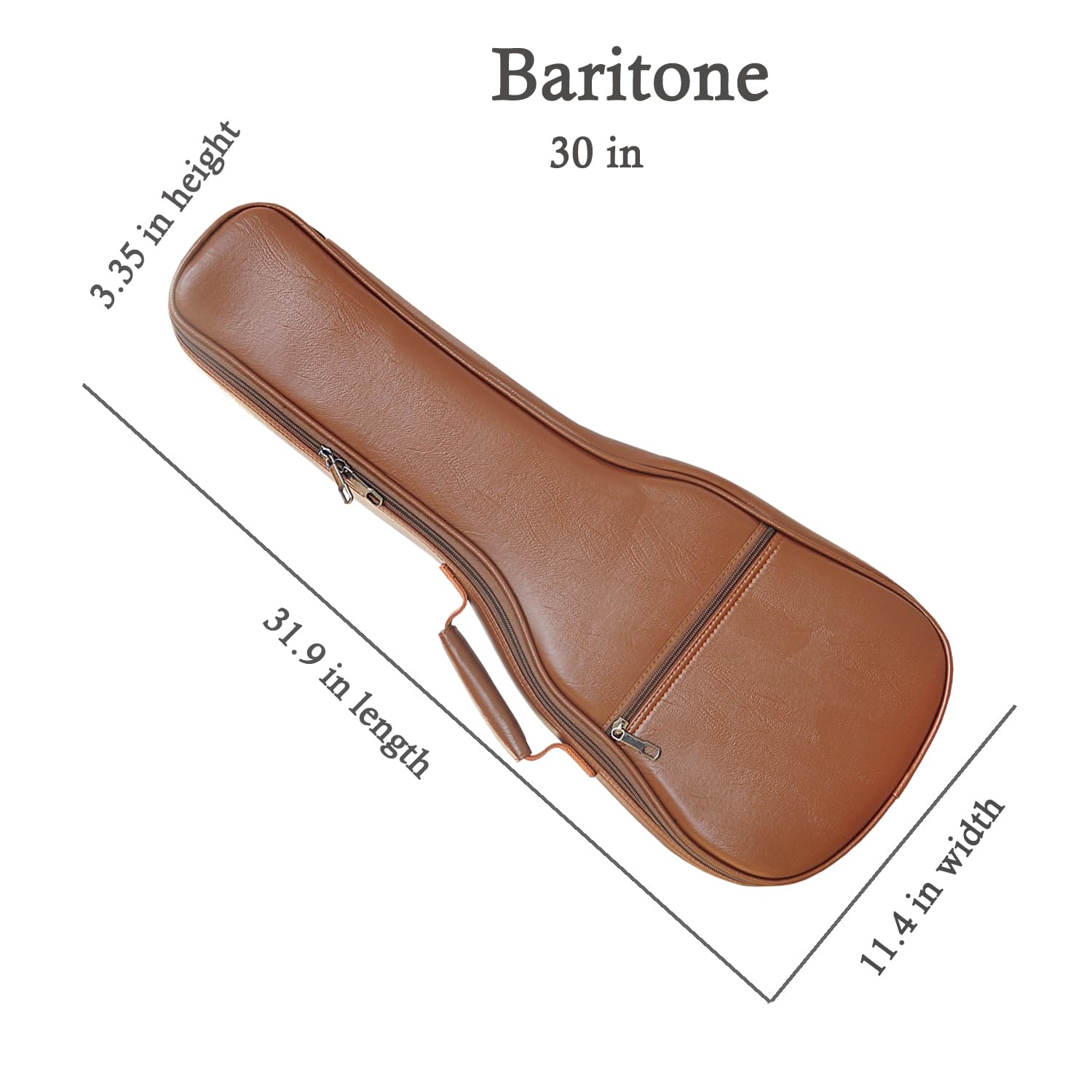 Farcaya Ukulele Case Bag Baritone Uke 0.5in 12MM Pad (Brown 30 Gig Case)