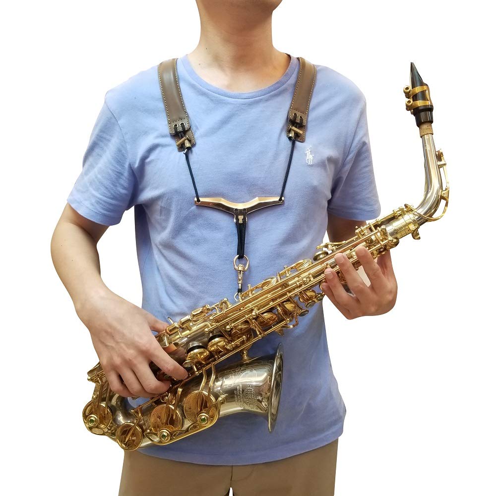 adorence Leather Saxophone Shoulder Strap Sax Harness Strap – Brown