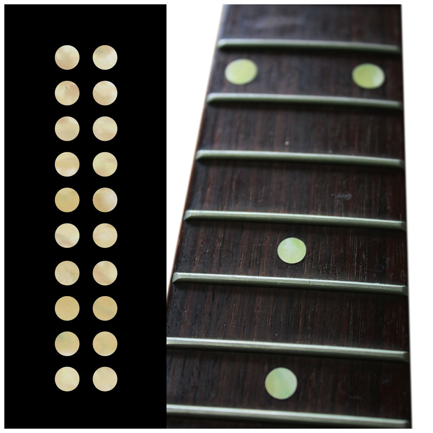 Inlaystickers 1/4″(6.35mm) Dot Fret Markers – Aged White Pearl