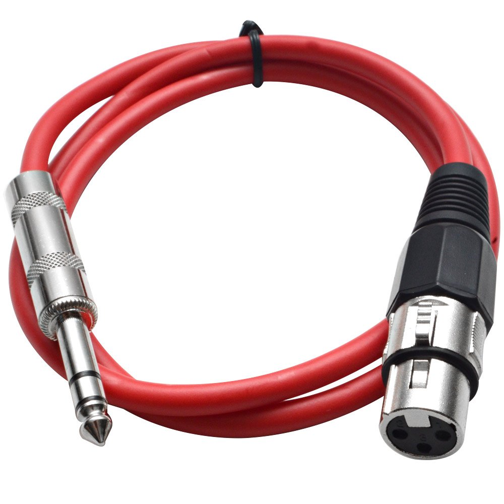 Seismic Audio – SATRXL-F3 – Red 3′ XLR Female to 1/4″ TRS Patch Cable