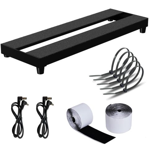 AYCRIT Mini Guitar Pedal Board, Aluminum Alloy 1.2lb Small Effect Bass Pedalboard, 16 * 7.9in, With Pedals Mountain Tape, Power DC Cable, Cable Tie, Black