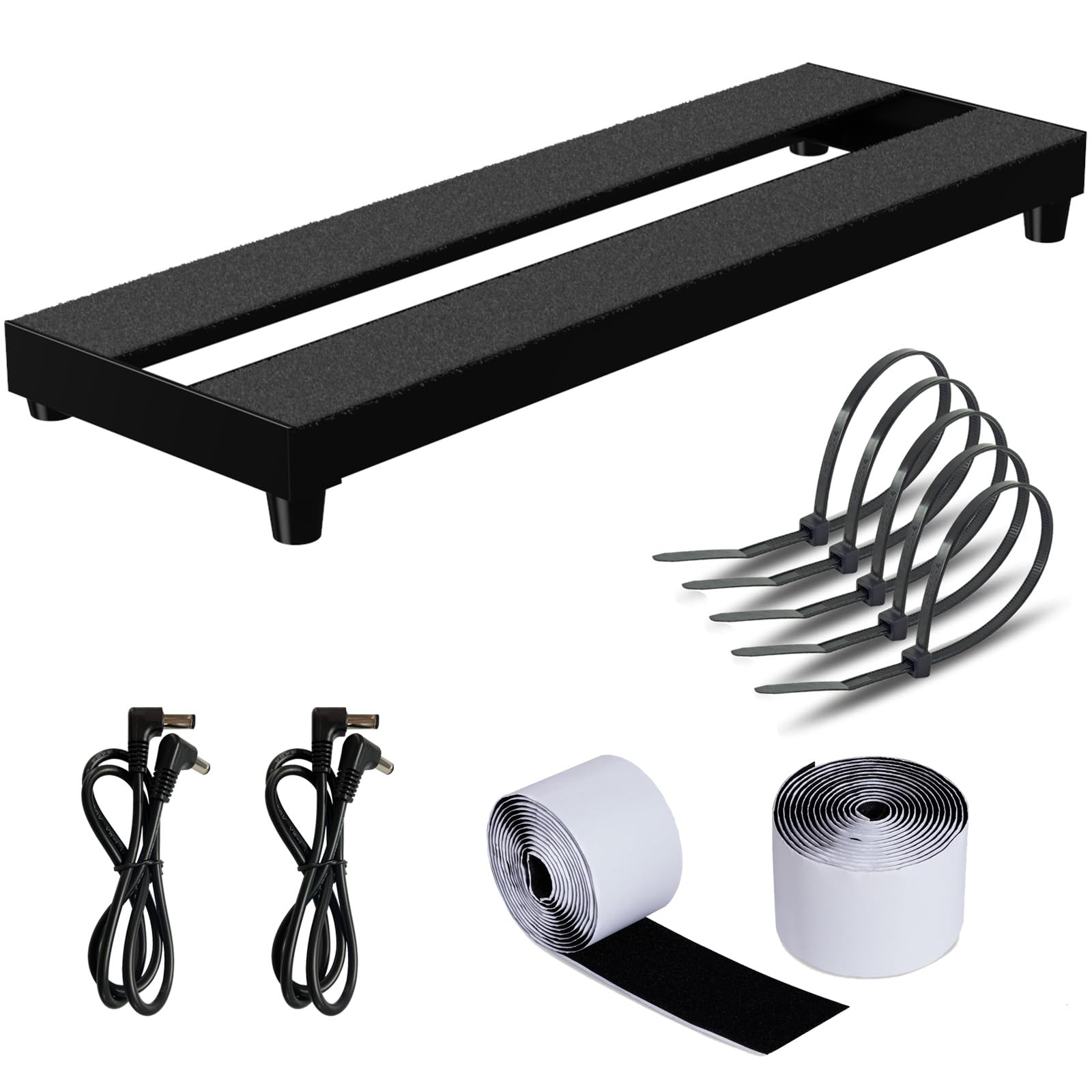 AYCRIT Mini Guitar Pedal Board, Aluminum Alloy 1.2lb Small Effect Bass Pedalboard, 16 * 7.9in, With Pedals Mountain Tape, Power DC Cable, Cable Tie, Black