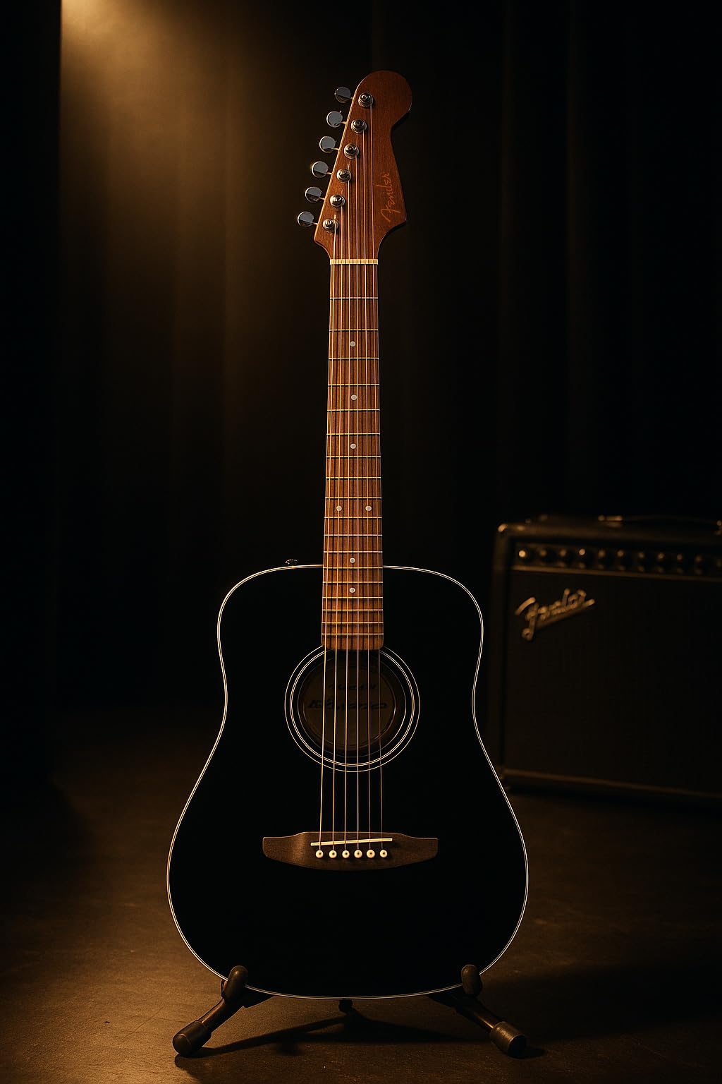 Fender 0974101106 California Standard Redondo Mini with Bag, Spruce Top, Black