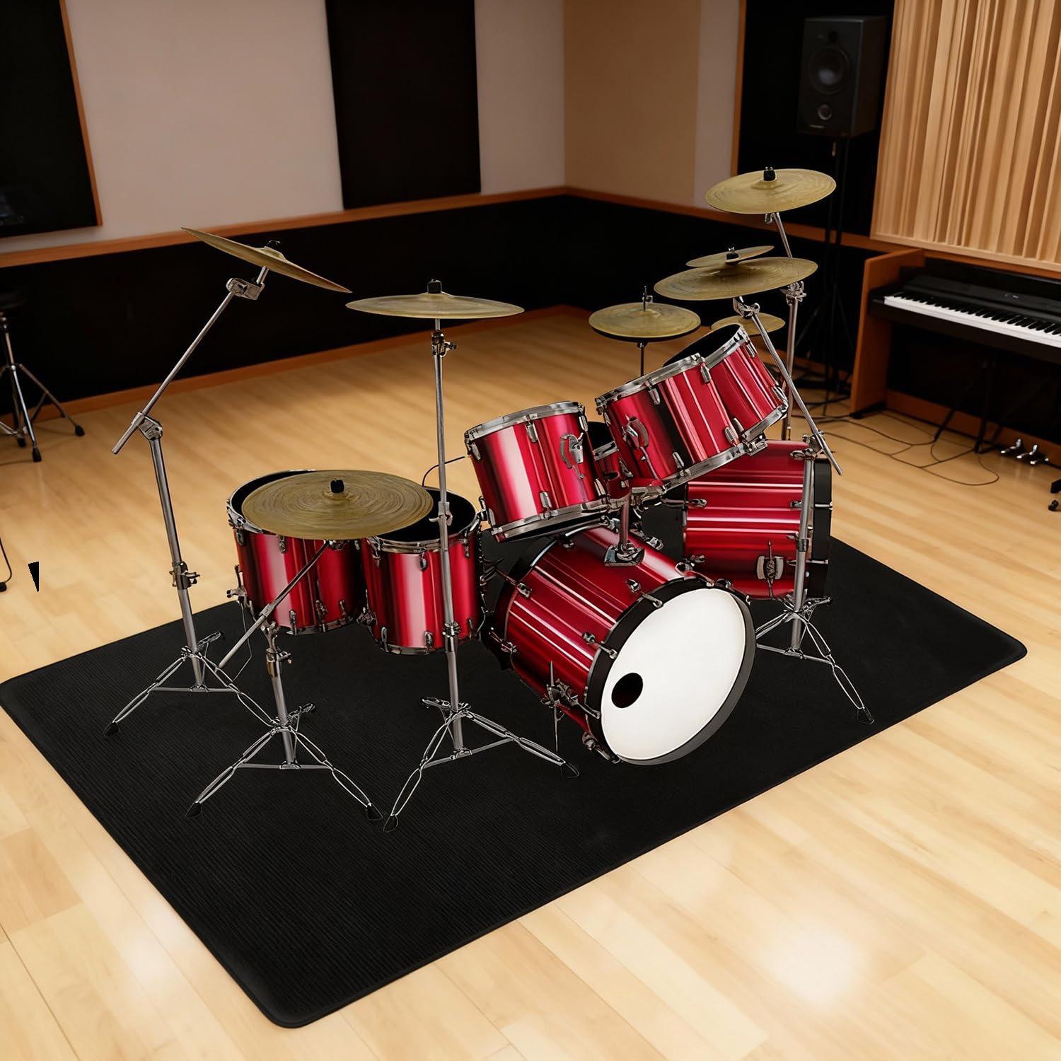 yongjoy Music Rug for Drummers, 5×6 Ft Non-Slip Drum Mat
