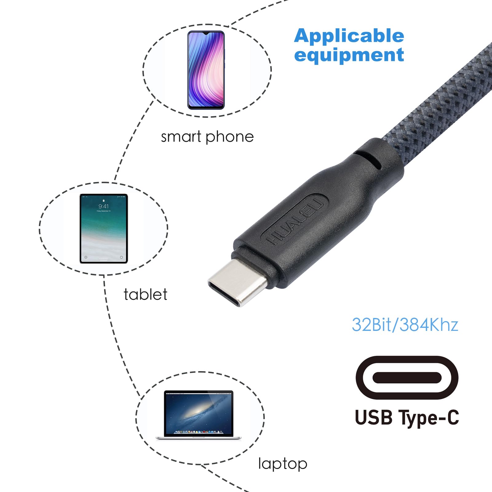 HUALEU 6.6Ft USB C to XLR Male Stereo Audio Cable for iPhone 15, 32Bit/384Khz Phone to Amplifier, Mobile Phone USB C Connection Active Speaker
