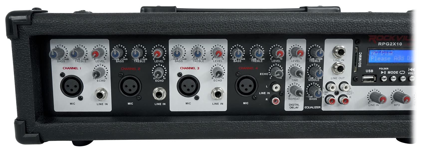 Rockville RPG2X10 10″ PA Speaker Pair with Mixer and 2 UHF Wireless Mics