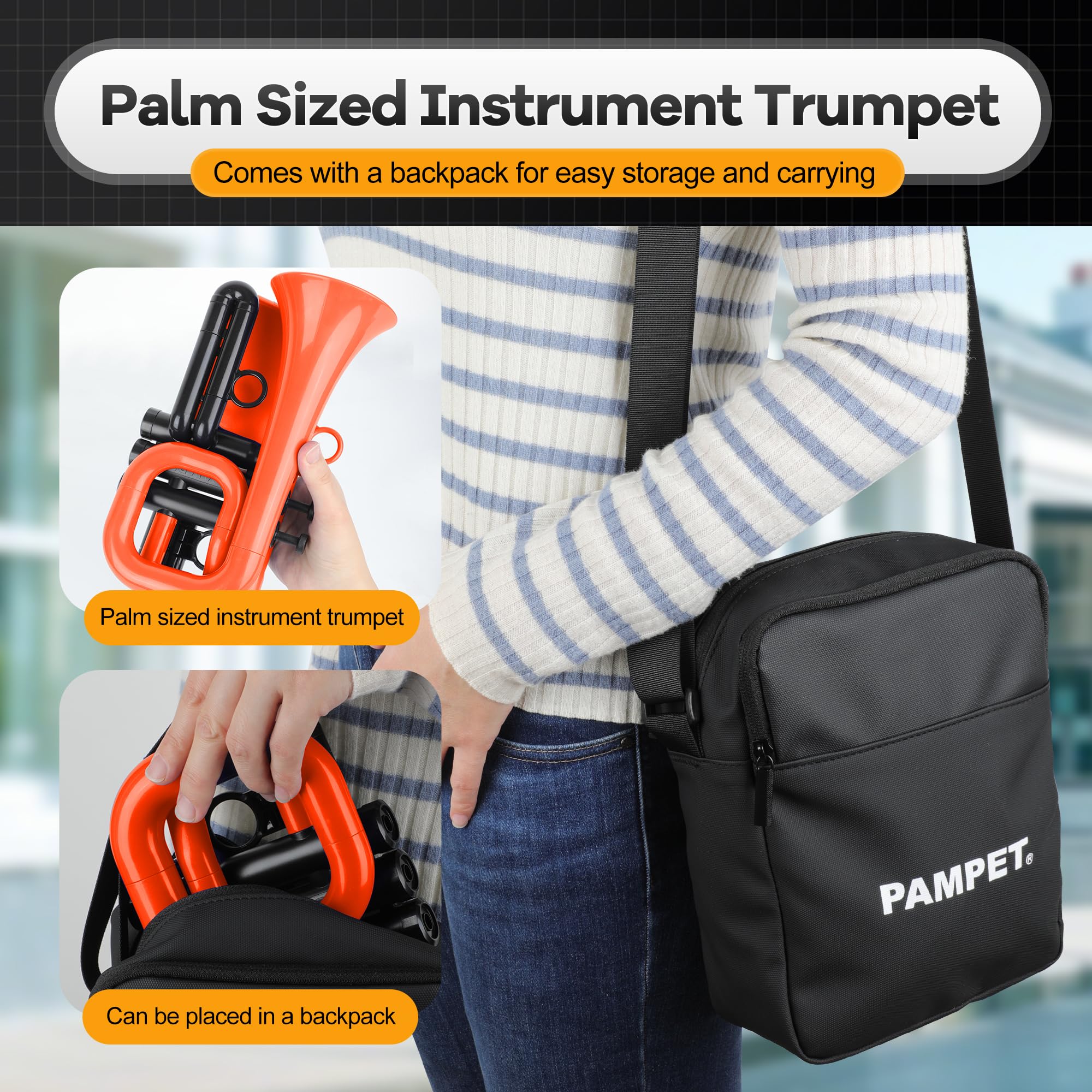 PAMPET DOLPHIN Pocket Trumpet Plastic Bb Trumpet for Student Beginner