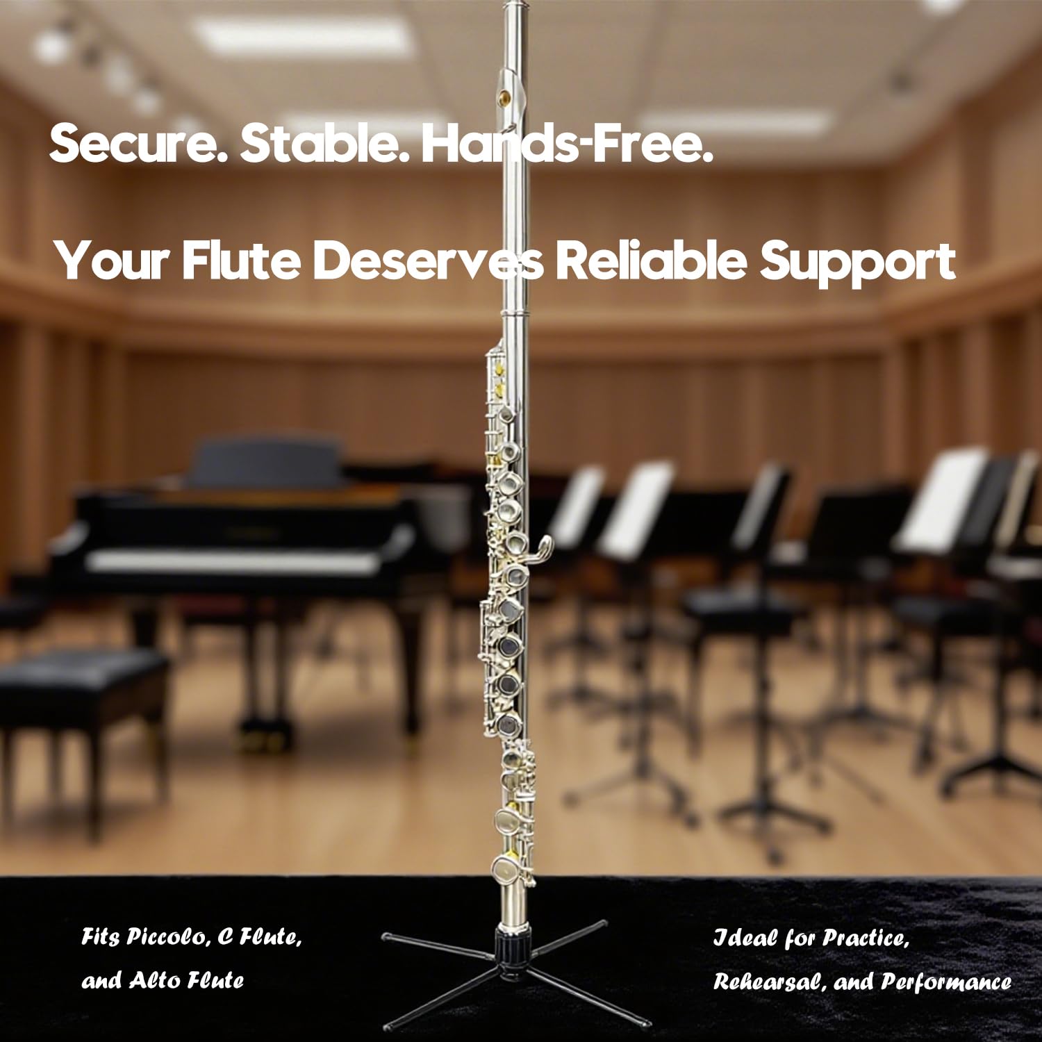 Dowite Flute Stand – Compact & Durable 4-Leg Design for Flute, Lightweight and Stable, Ideal for Home & On-the-Go Use