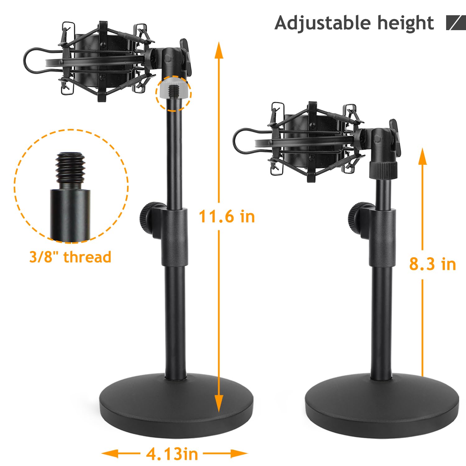 Desk AT2020 Stand, Adjustable Metal Table Mic Stand with Shock Mount for Audio Technica AT2020 AT2020USB+ AT2035 ATR2500x Condenser Studio Microphone by Frgyee