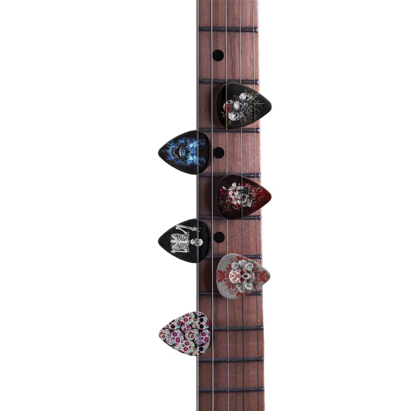 KEIAHUAN Gothic Skull Guitar Plectrums 6 Pack Medium 0.96mm Celluloid Plectrum Set for Acoustic Guitar, Electric Guitar, Bass Ukulele Musical Instrument