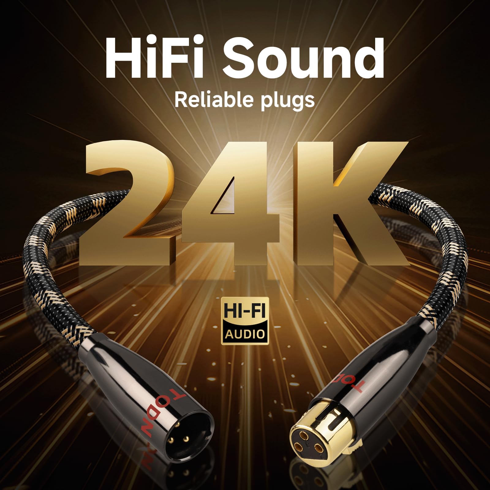 TODN HiFi Balanced Interconnect XLR Mic Cable for Audiophile, Shielded Microphone Cable, OFC Core, Male to Female, 6.5ft/2m