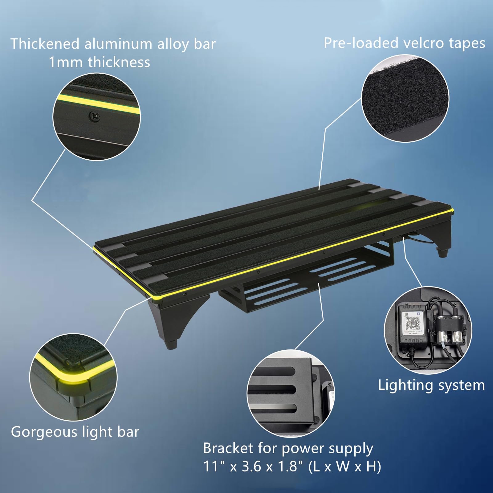 GOKKO Guitar Pedal Board with Dynamic Light Effects 22″ x 12.6″