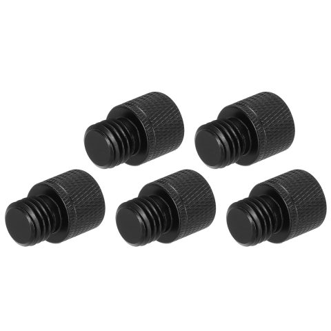 MECCANIXITY 5Pcs Mic Stand Adapter 1/4 Female to M12 Male Thread Screw Adapter Aluminum Alloy for Microphone Tripod Stand Mount, Black
