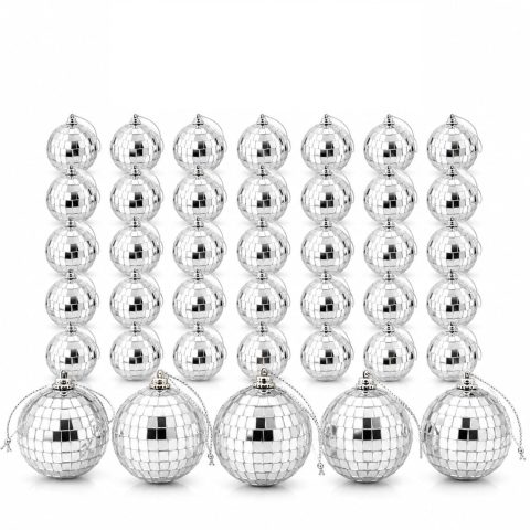 Youdepot 40-Pack 2-Inch Silver Mirror Disco Ball Ornaments