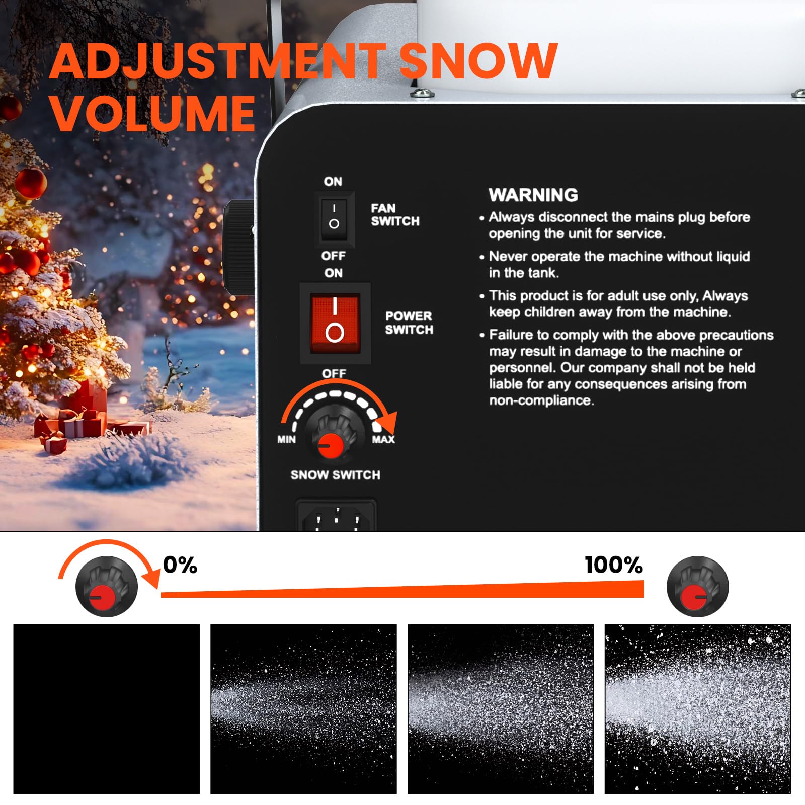 Snow Machine,1500W Snow Maker With Remote Control for Indoor Outdoor