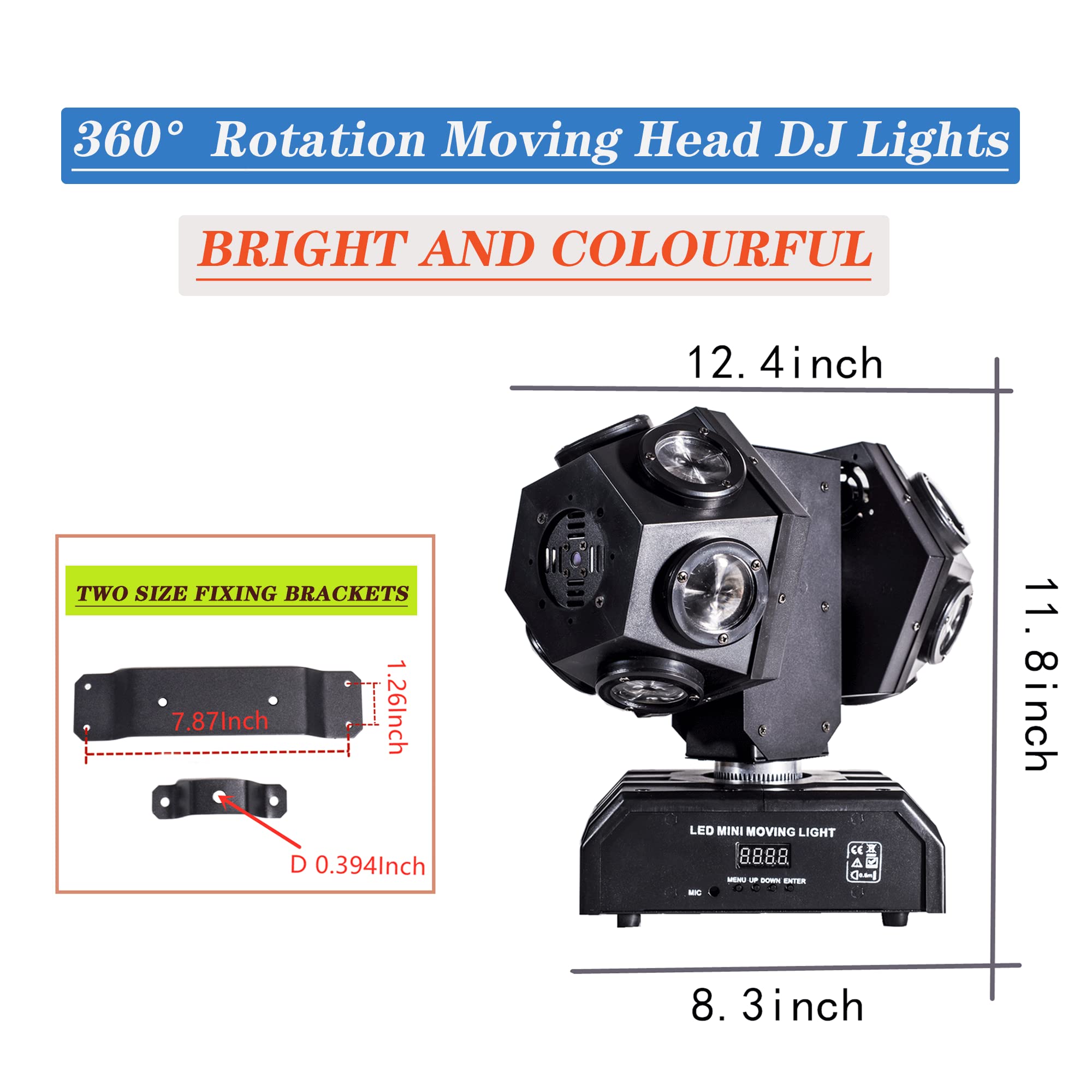 YANGHOPES Moving Head Stage Lights Professional DMX512 DJ Lights Sound Activated for KTV Disco Party Wedding Concert Festival