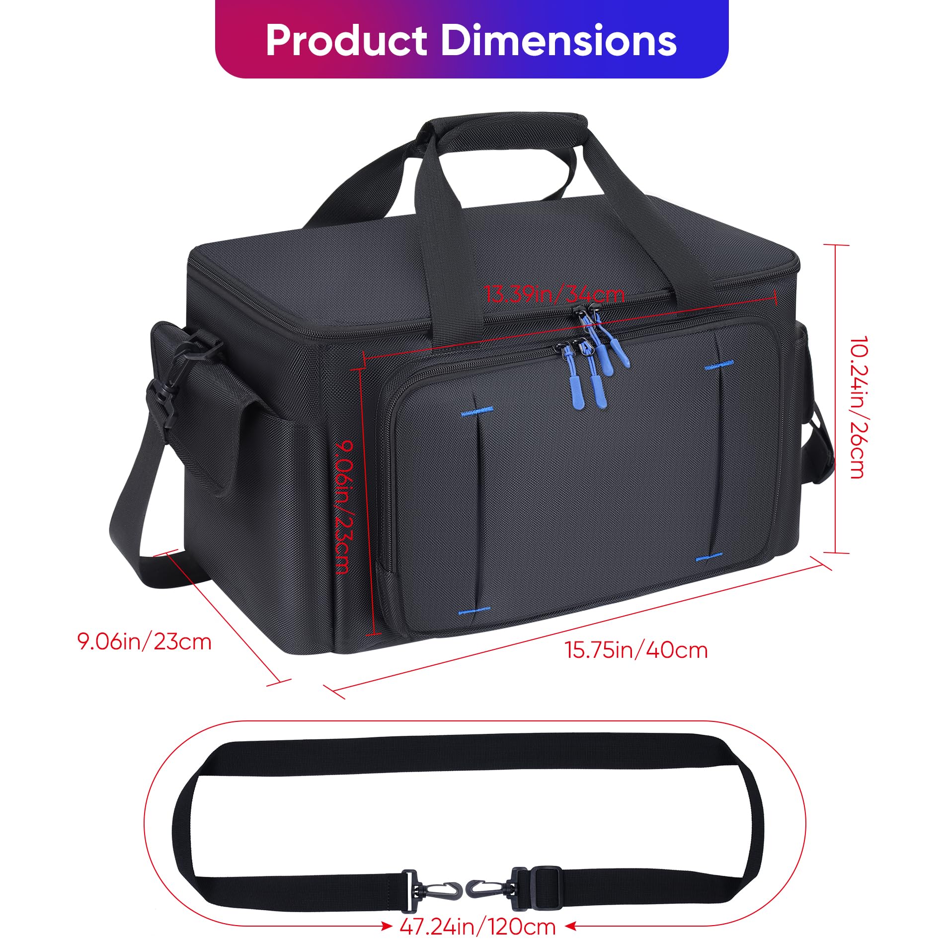 Large DJ Cable File Bag with Multi-Compartment & Pocket for Music Equipment