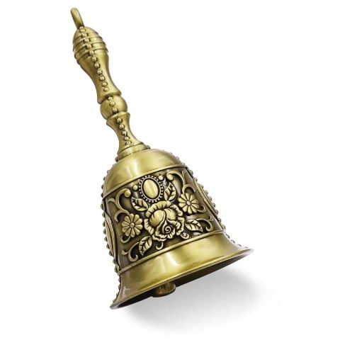 Hourwof Hand Call Bells, Brass Dinner Wedding Pet Training Jingle Christmas Bells, Bronze