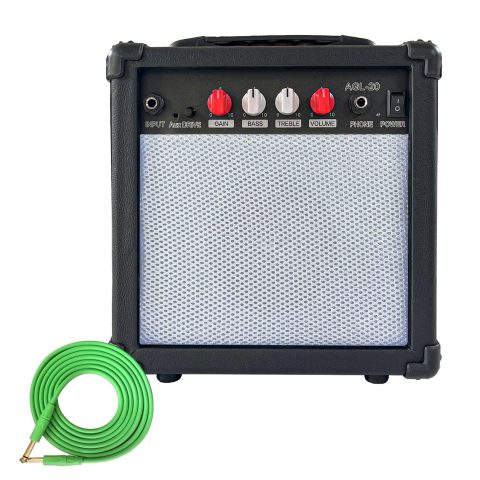 Electric Guitar Amp 20 Watt Amplifier Portable Amp with Headphone Input Gain Powe Including Professional Noise Reduction Cable (20W-2)