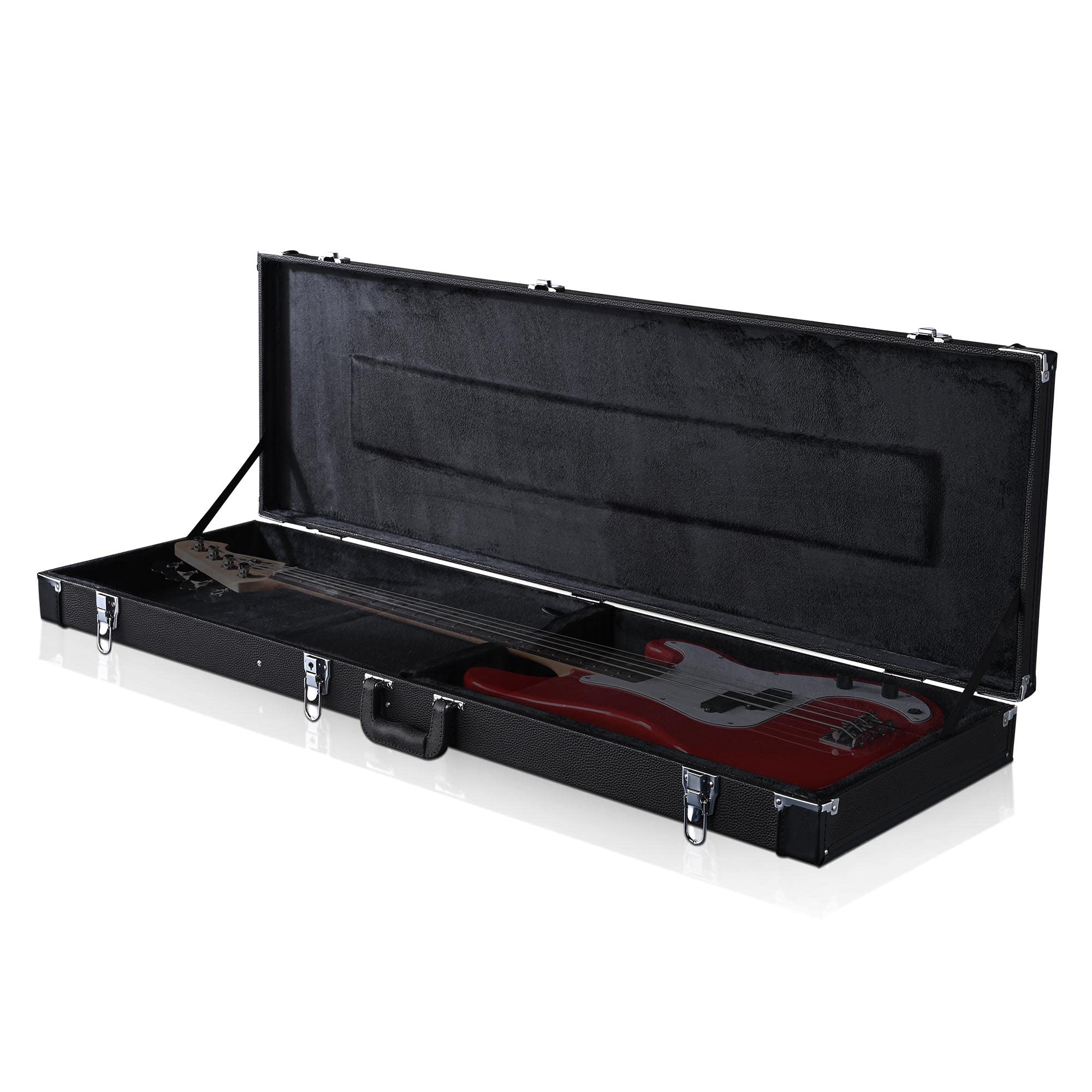 HeyJiaYu Electric Bass Guitar Hard Shell Carrying Case, 46″ Electric Bass Guitar Wooden Hard Shell Lockable with Key, Black (Bass Guitar)