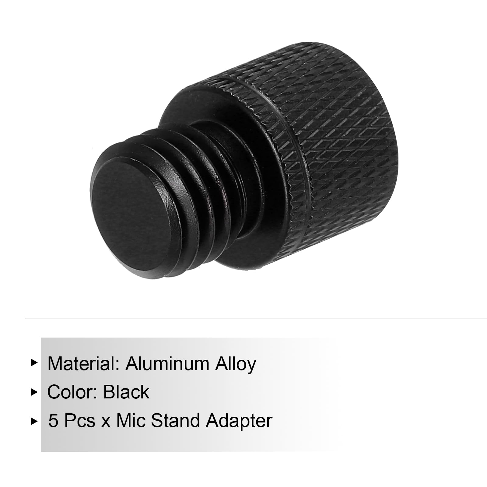 MECCANIXITY 5Pcs Mic Stand Adapter 1/4 Female to M12 Male Thread Screw Adapter Aluminum Alloy for Microphone Tripod Stand Mount, Black