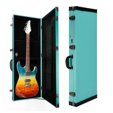 REAL MISSION Electric Guitar Case Hard, Fits Fender Strat, Tele, and Standard Guitars, Portable 4-Layer Protection Hardshell with Comfort Handle, Secure Metal Lock (Aqua)