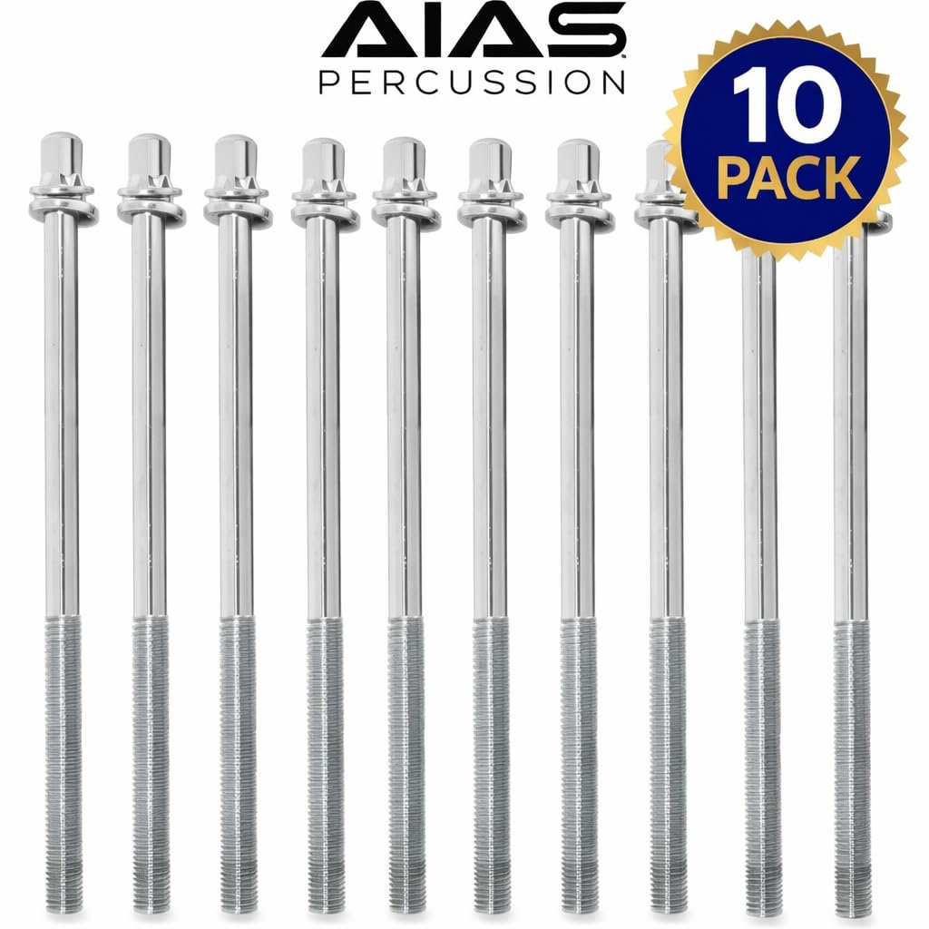 AIAS Bass Drum Tension Rods, 4 1/3 Inch (110mm), 10 Pack