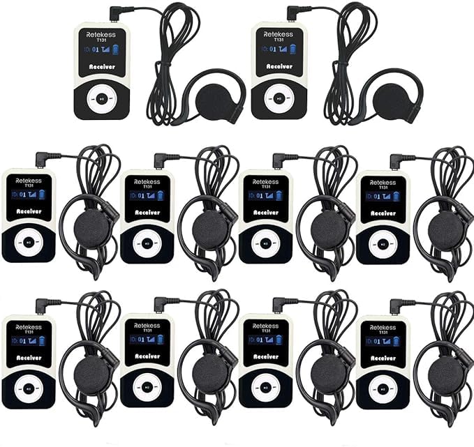 Retekess T131 Tour Headsets Receiver, Assistive Listening Devices(10 Packs)