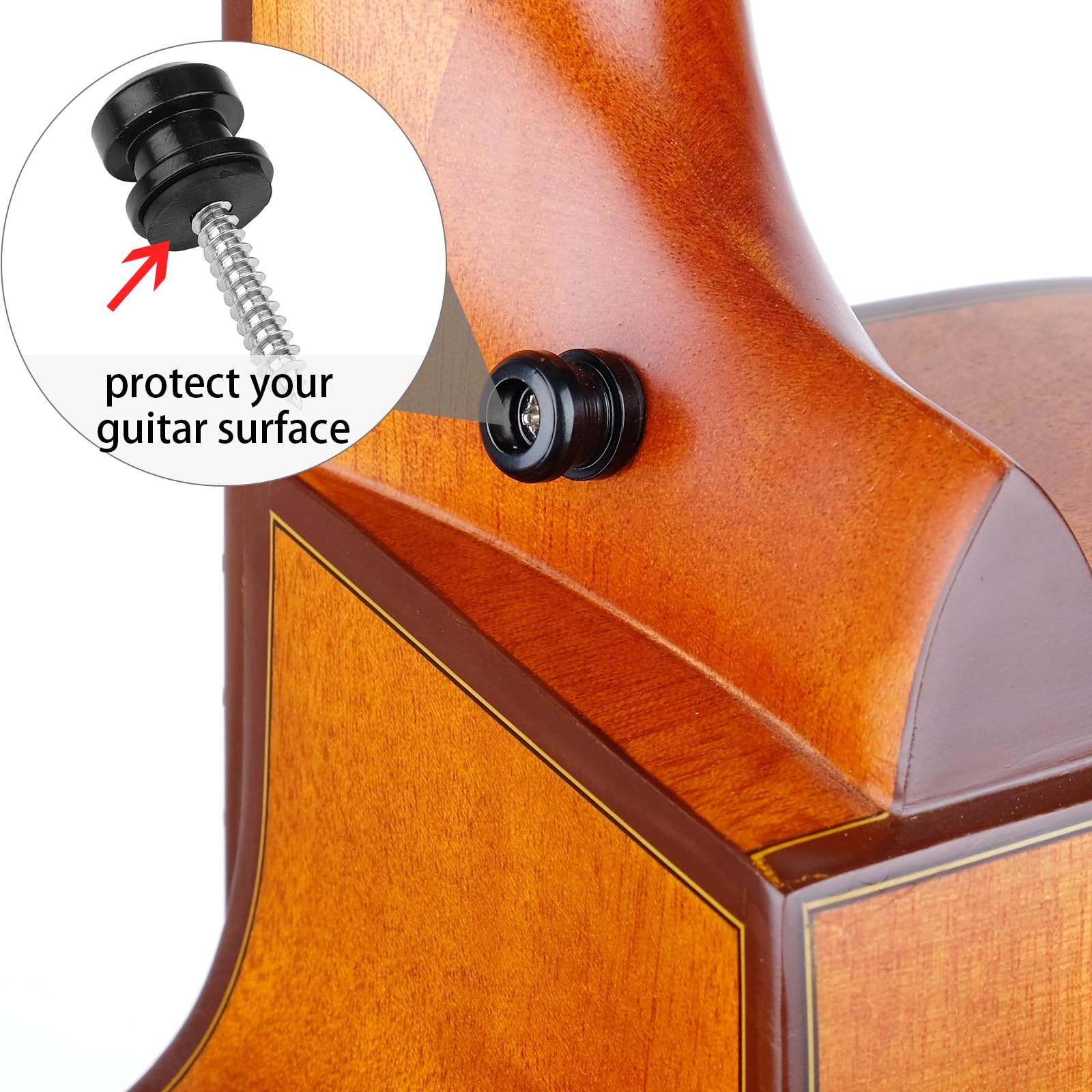 Eison Guitar Strap Locks and Buttons Security Quick Release Straplocks Strap Retainer System Nickel (2 Pieces Pack) (black strap)