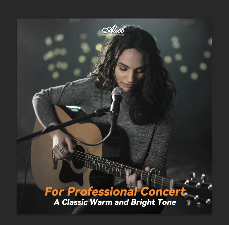 Alice Acoustic Guitar Strings 6 String Set | Designed for Professional Concerts | Multi-layer nano-coating | Fully Coated Golden | Phosphor bronze for Classic Warm and Bright tone | Super Light 1 Pack