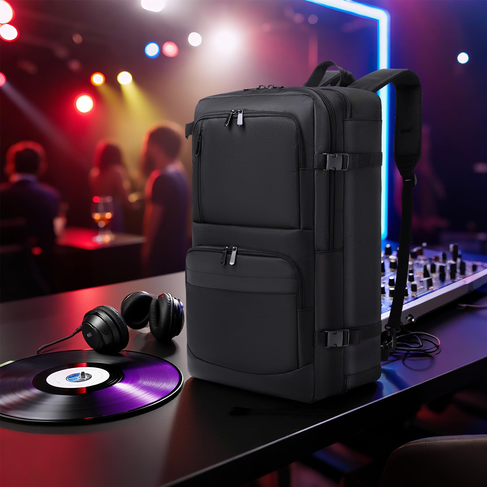 Cxinesbag DJ Controller Case Compatible with Pioneer DDJ-FLX4/DDJ-400/DDJ-REV1 – Thick Padded DJ Backpack with Multi-Pocket for Accessories, Adjustable Strap, 22×13×4.5in