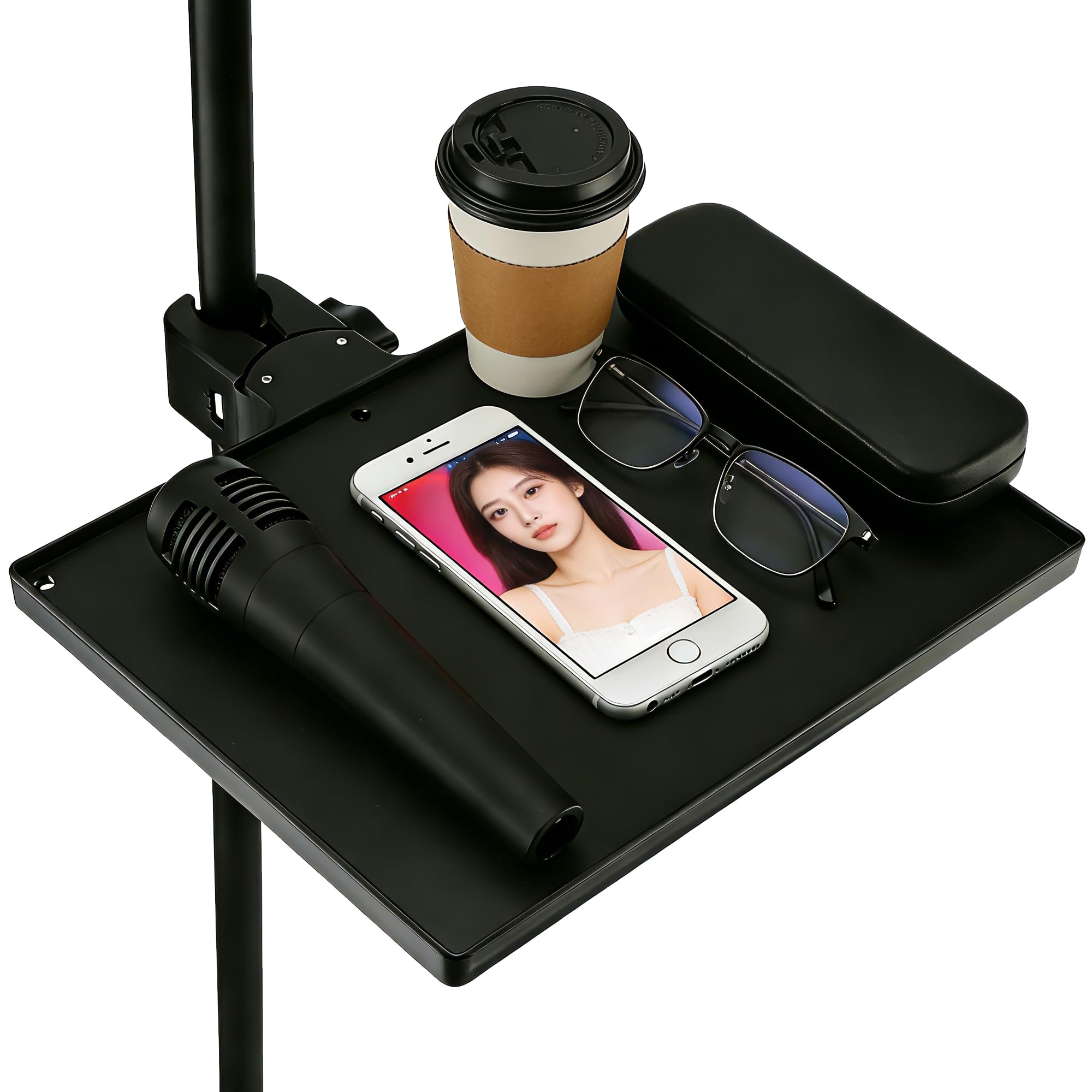 Mic Stand Tray, Large 10.6″ Clamp-On Shelf for Music Stand Stage Studio