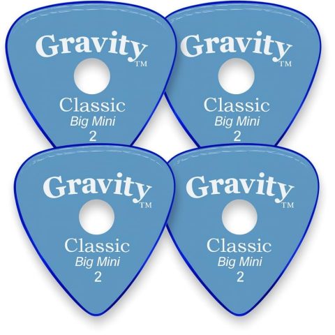Gravity Picks Classic Guitar Pick – Made Of Acrylic Materail – Polished By Professionals – Round Grip Hole For Better Grip – 2.00mm Thickness x4 Pack (Blue)