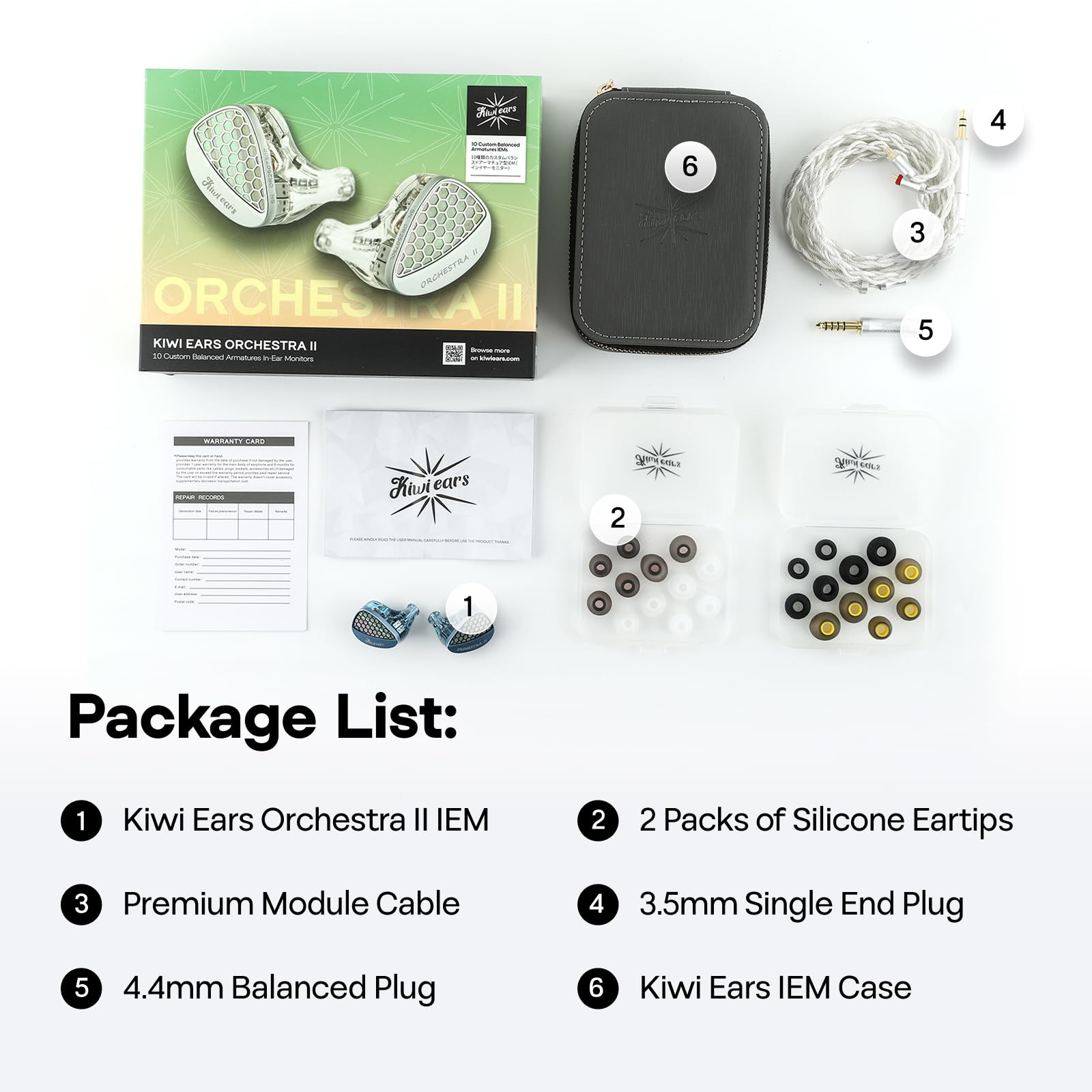 Linsoul Kiwi Ears Orchestra II 10BA Professional HiFi Wired IEM Earbuds