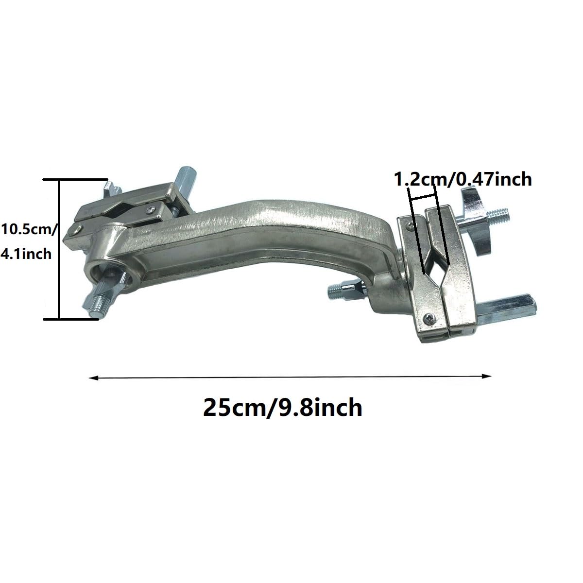 TUOREN Dual Drum Tilting Accessory Clamp 360° Rotating Double Drum Set Percussion Mounting Multi-Clamp Bracket for Cymbal Stand Hardware Accessories