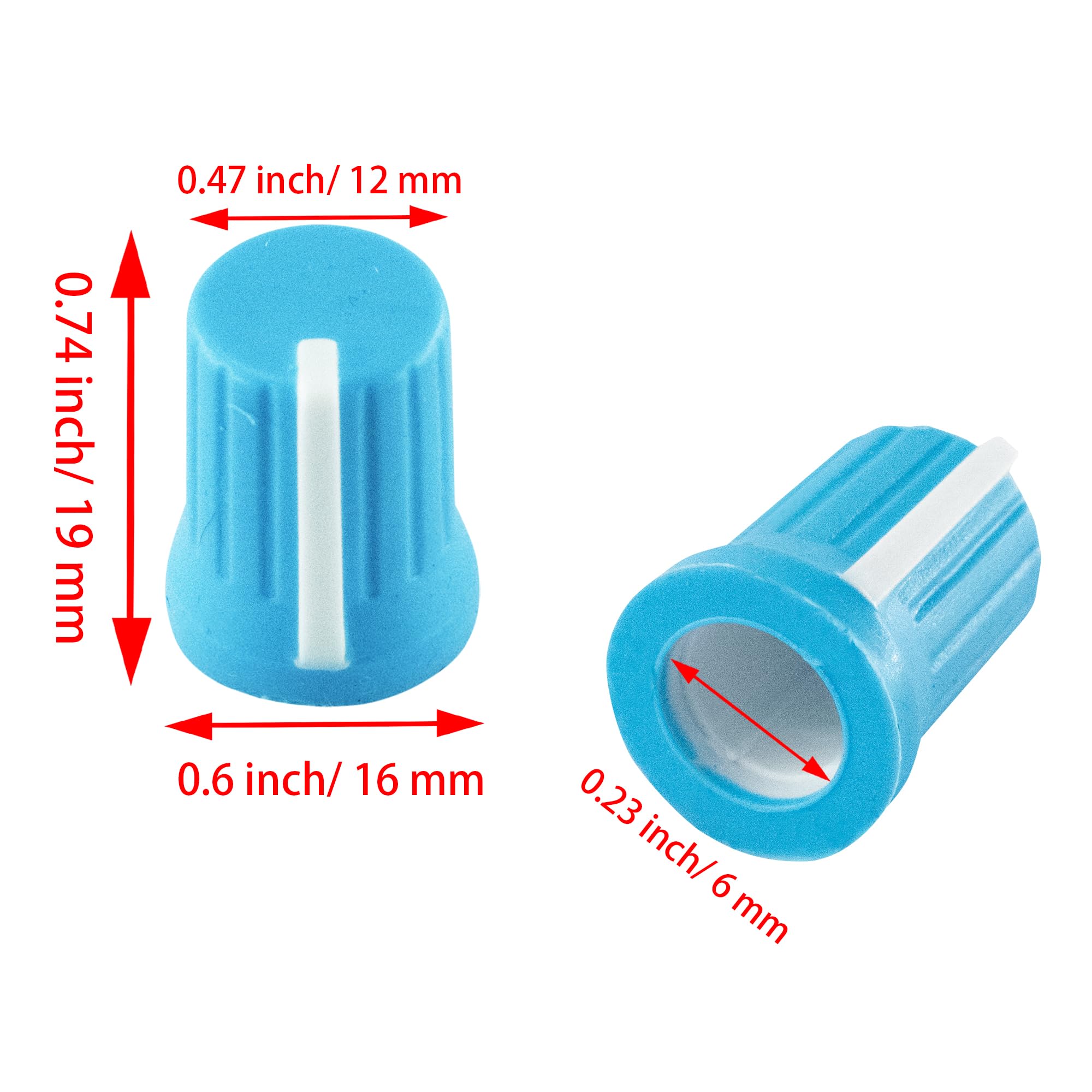 AUXBC 6mm D Shaft Rubber Potentiometer Control Knobs, Pioneer knob DJM Mixer Volume EQ Knob for Electric Guitar DJ Controller Mixer Console Volume Tone Knob, 5pcs, Blue