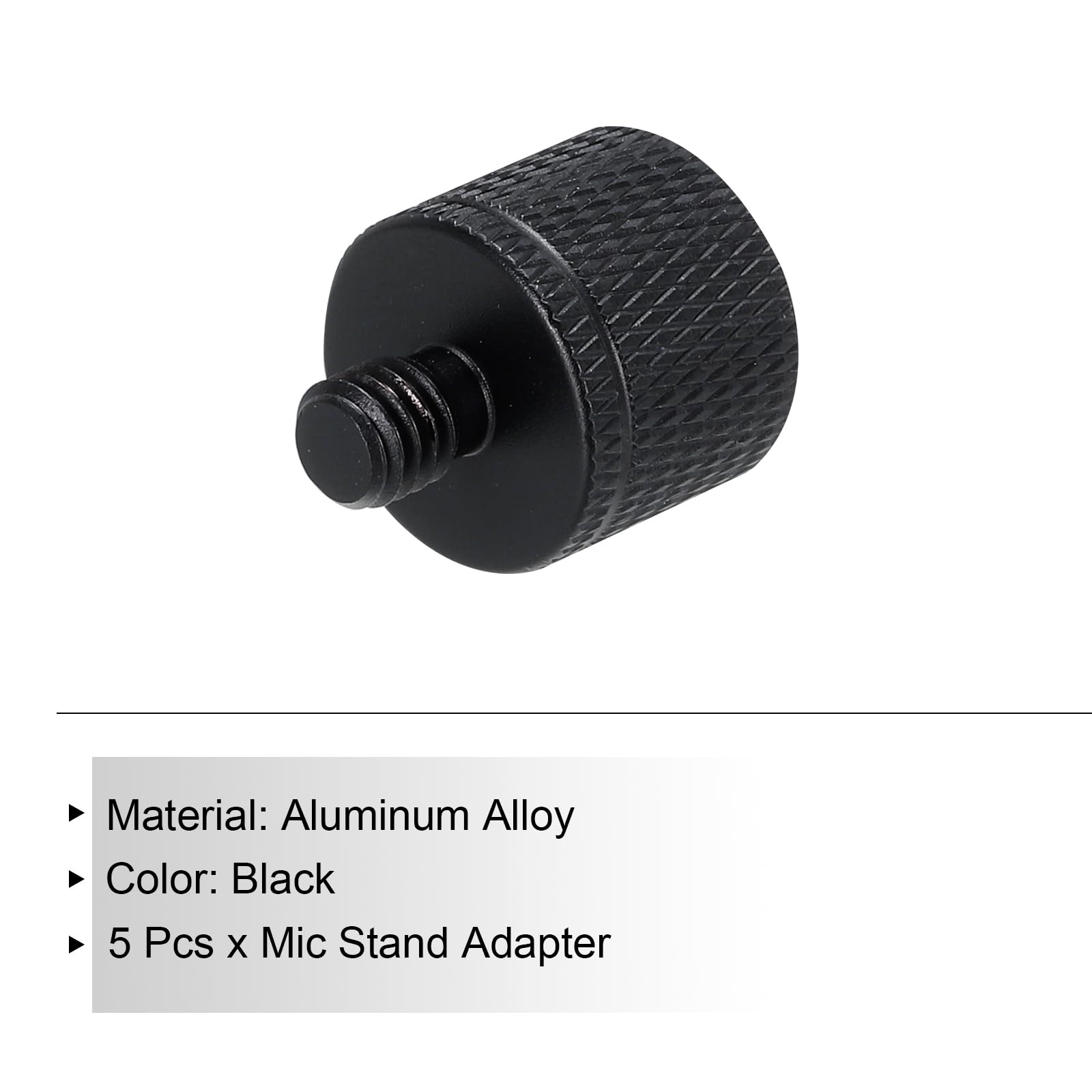 MECCANIXITY 5Pcs Mic Stand Adapter 1/4 Female to M6 Male Thread Screw Adapter Aluminum Alloy for Microphone Tripod Stand Mount, Black
