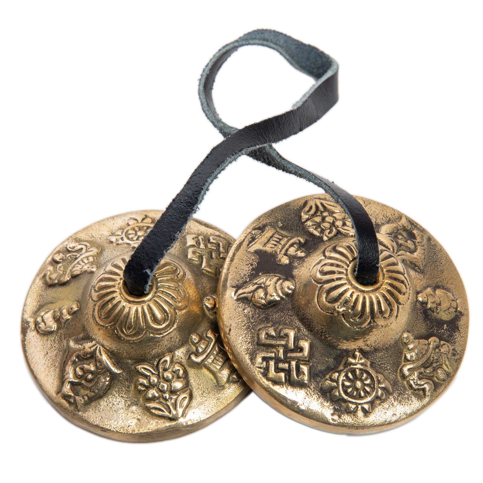 Tingsha Cymbals Bells – Easy To Play – Meditation Mindfulness Chime For Chakra Healing Spiritual Dharma Gifts Handcrafted Tibetan By Himalayan Bazaar (Asta Mangal)