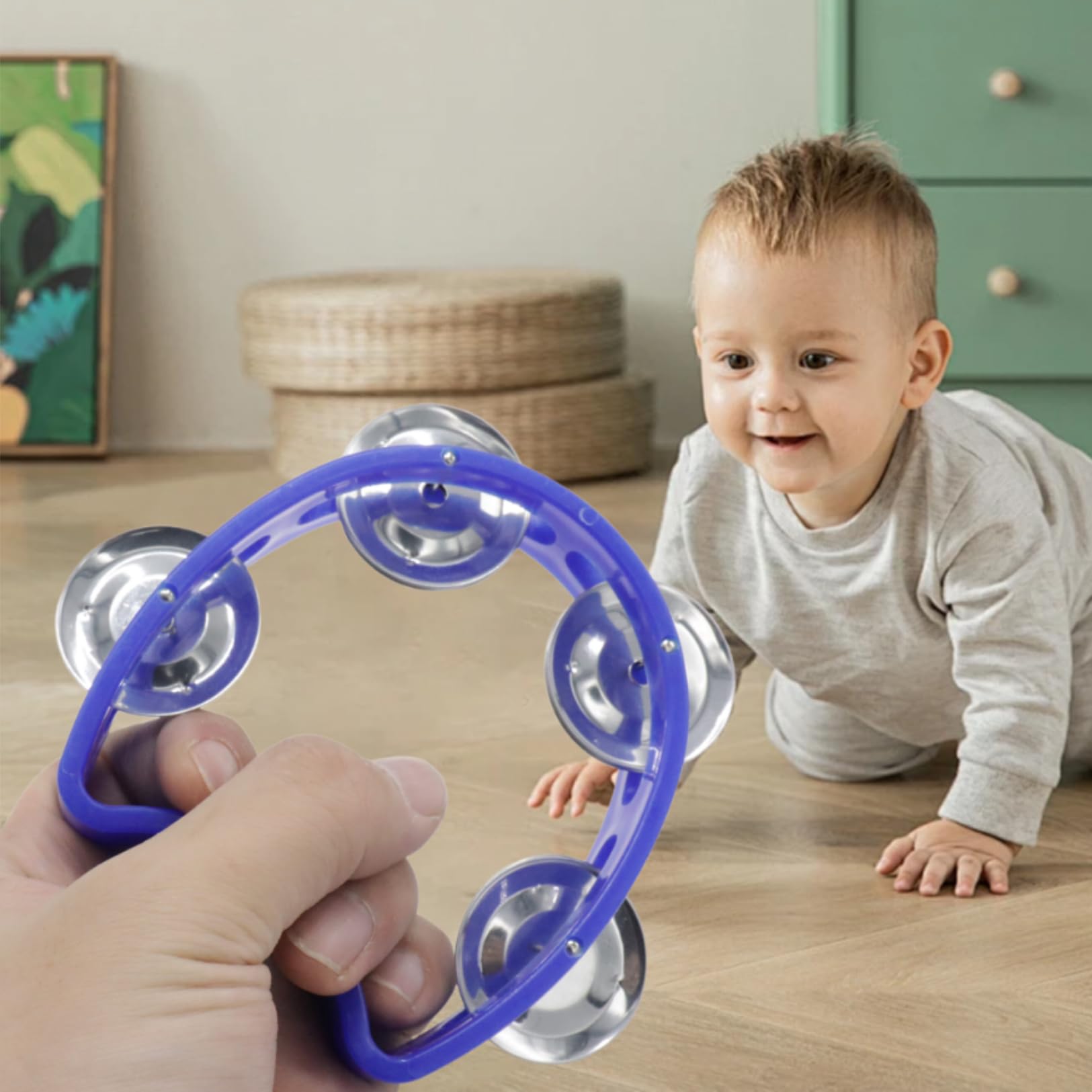 CashBeat 2-Pack Mini Tambourines, Half Moon Handheld with Jingle Bells