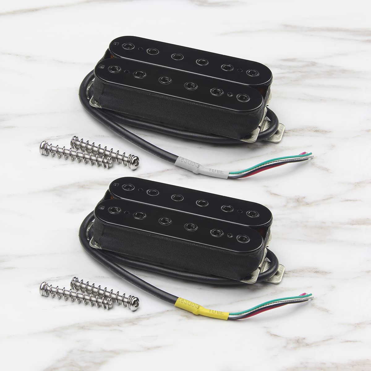 FLEOR High Output Alnico 5 Electric Guitar Neck Pickup & Bridge Pickup Humbucker Set Black