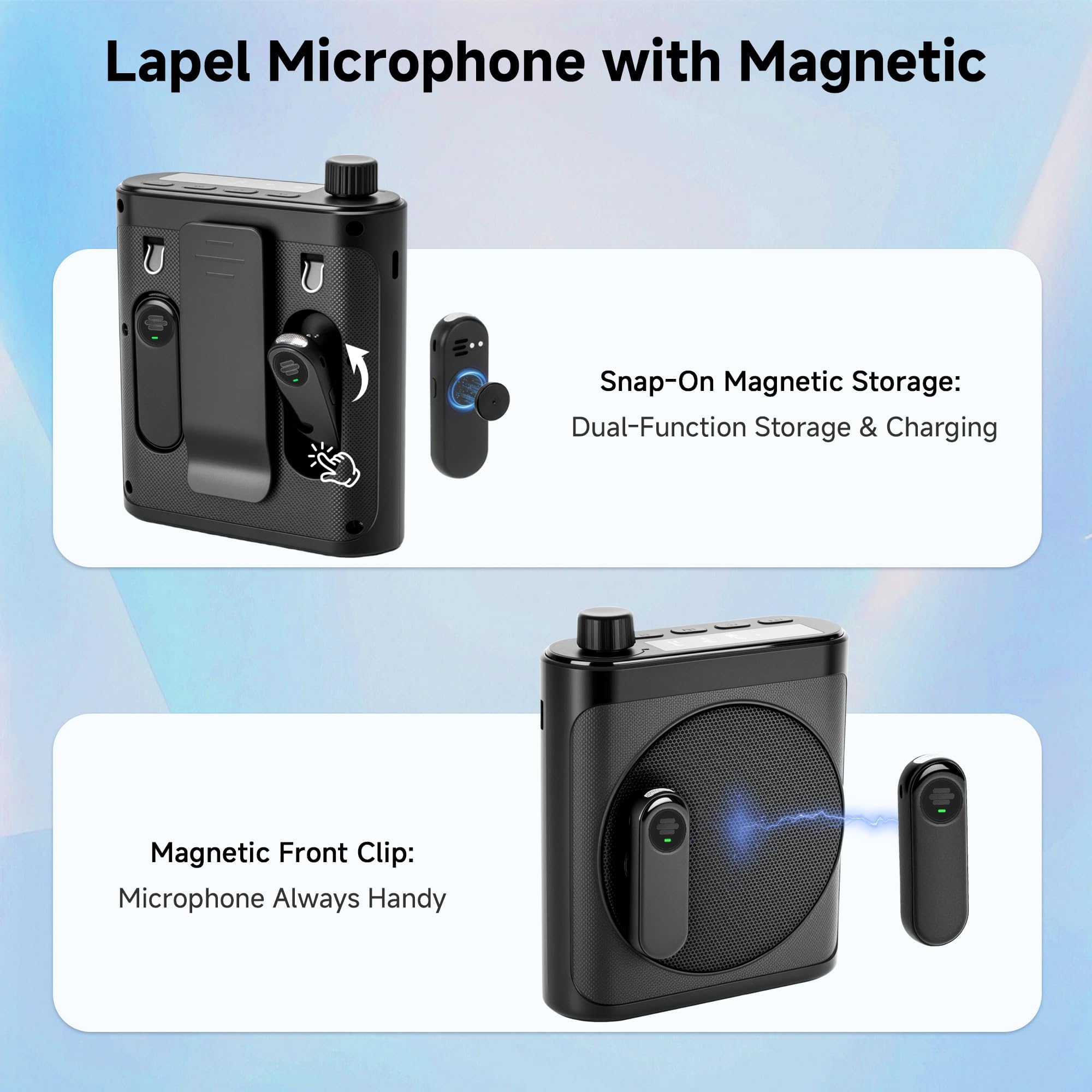 Sunnymark Voice Amplifier for Teachers with 2 Magnetic Wireless Microphones