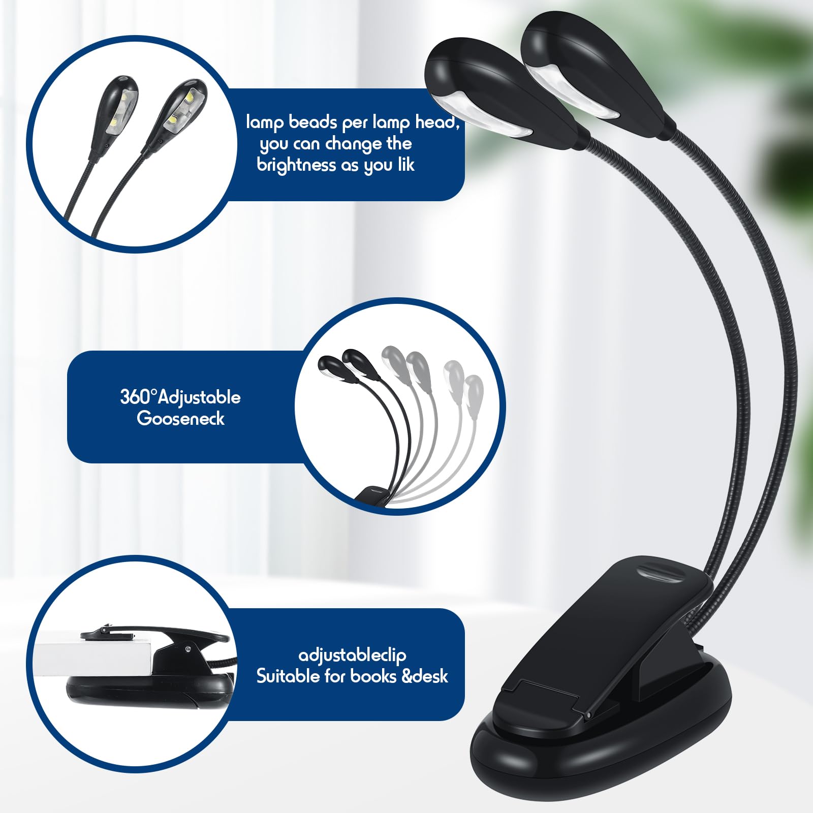 Retisee 6 Pcs Music Stand Lights Clip on Reading Lights