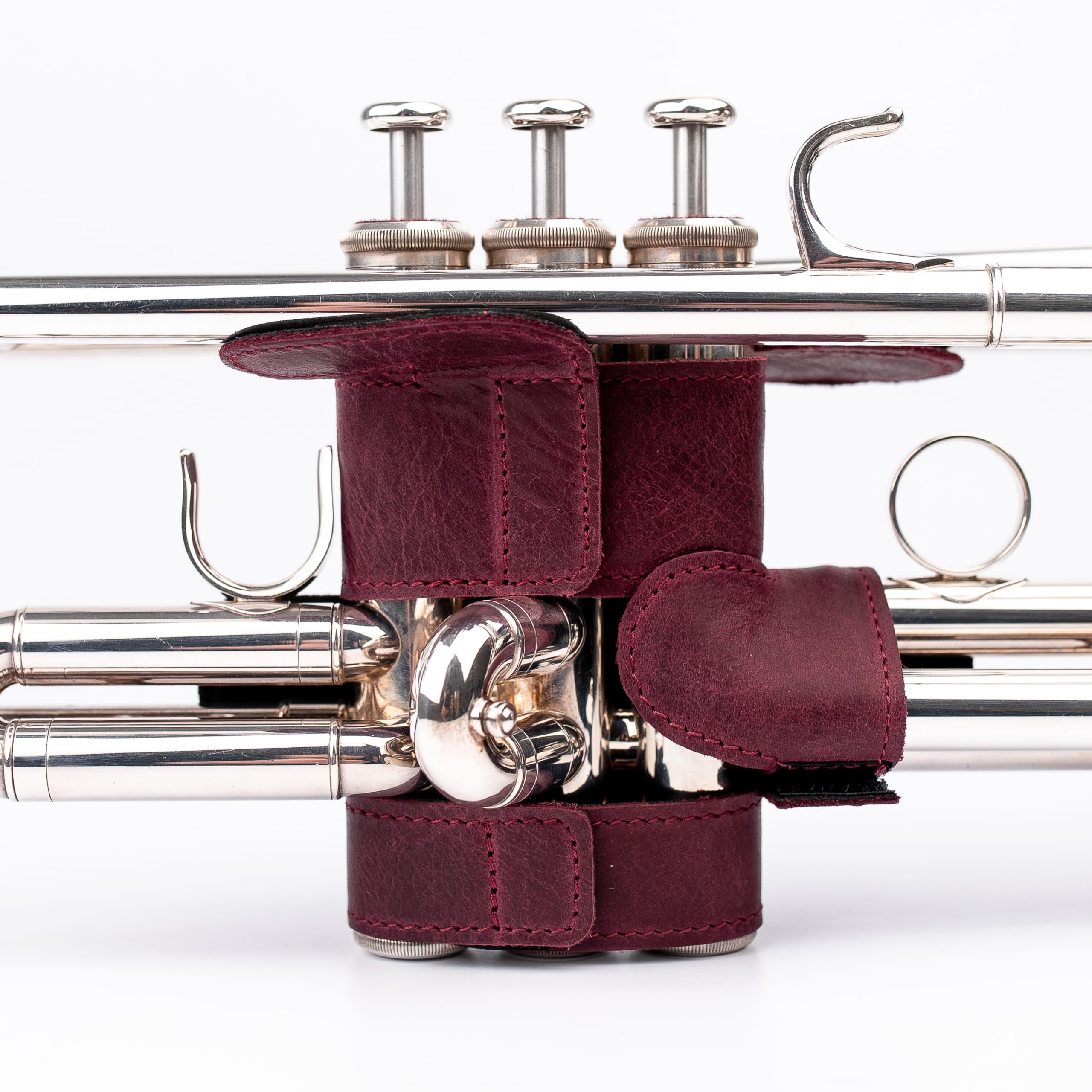 Trumpet Valve Guard XL Genuine Leather Protection Trumpet Valve Cover Valve Wrap (Marsala)