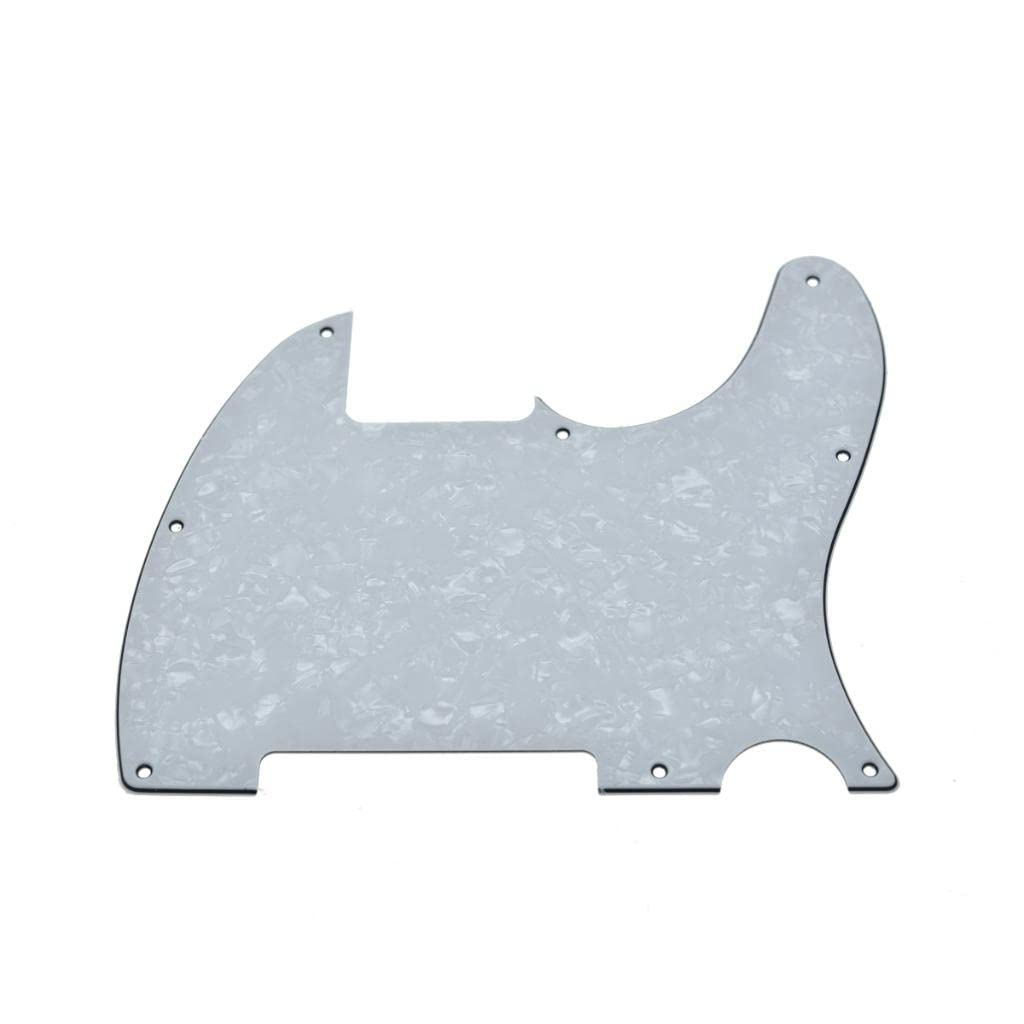 KAISH 8 Hole Tele Blank Guitar Pickguard Tele Pick Guard Scratch Plate for Telecaster Esquire White Pearl