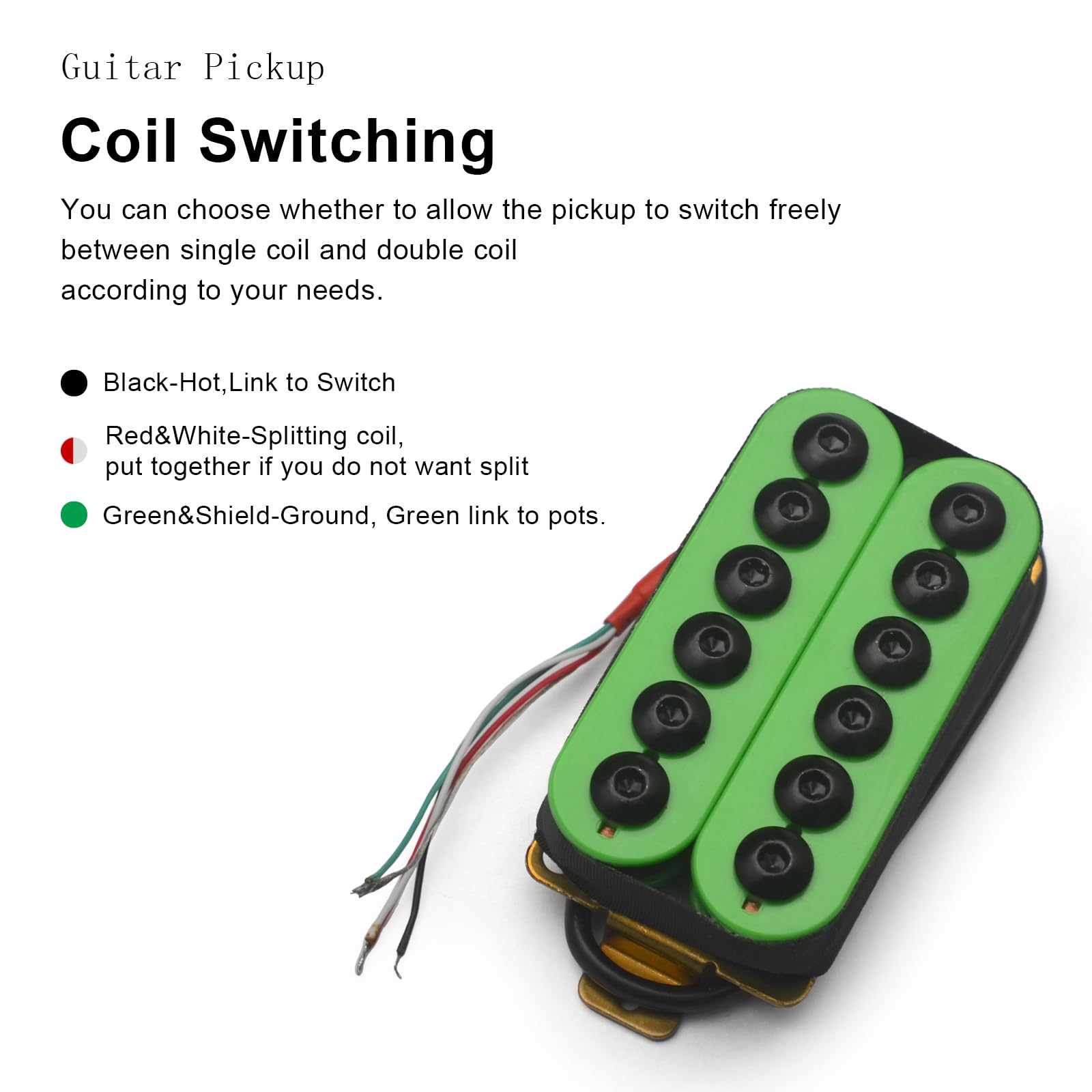 SAPHUE Adjustable Metal Double Coil Electric Guitar Pickups Humbucker Punk Neck/Bridge Pickup (Green)